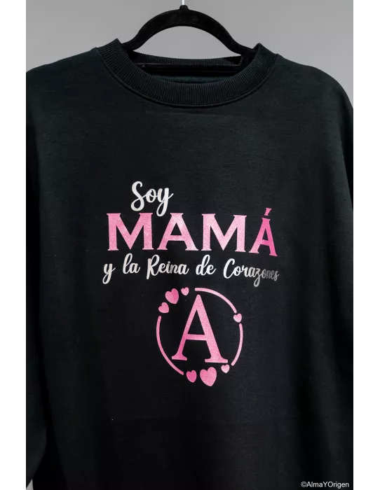 Sudadera Oversize Glitter Soy Mamá Y Reina