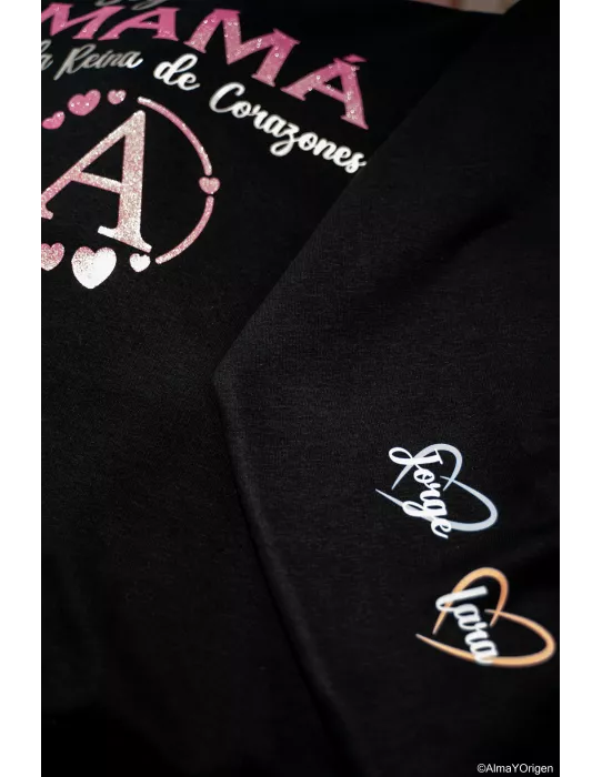 Sudadera Oversize Glitter Soy Mamá Y Reina