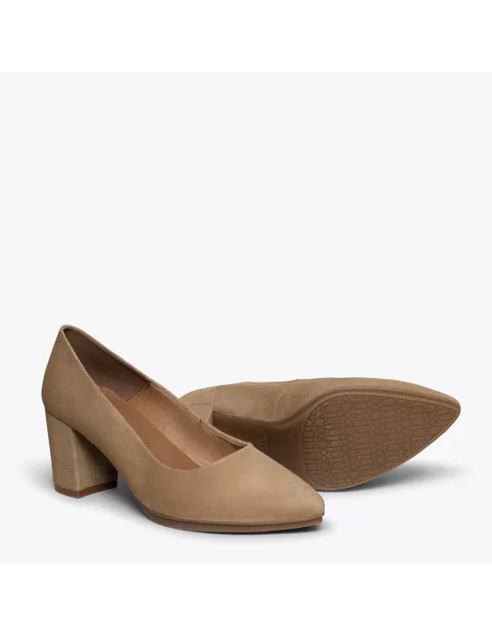 Zapatos URBAN de tacón medio beige