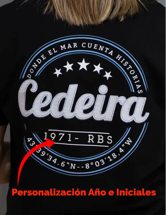 Camiseta Unisex Cedeira '25 negra (personalizable)