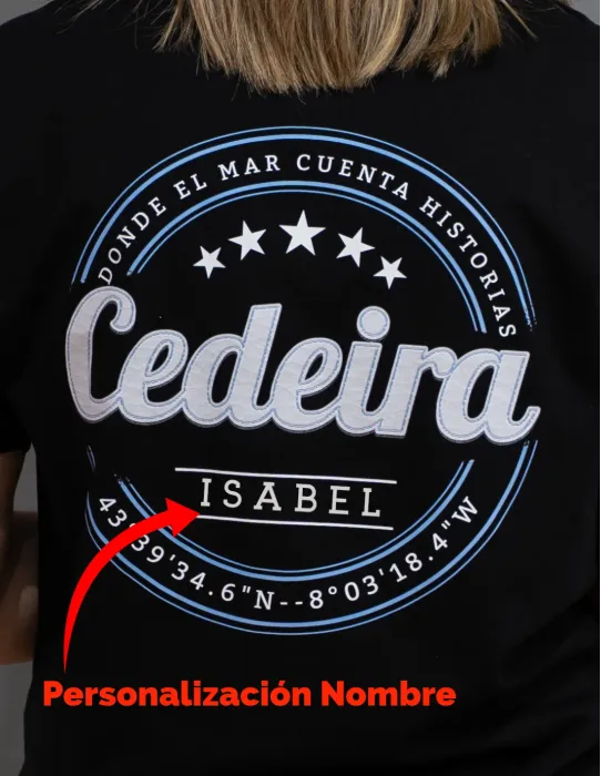 Camiseta Unisex Cedeira '25 negra (personalizable)