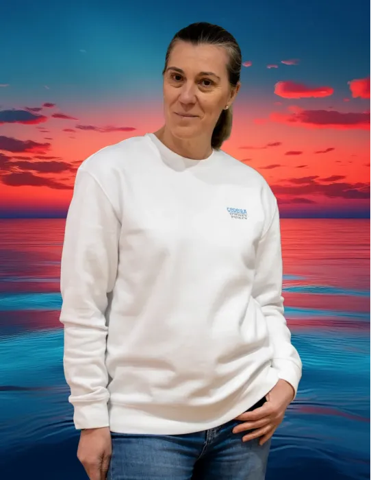 Sudadera Unisex Sello de Cedeira blanca (personalizable)