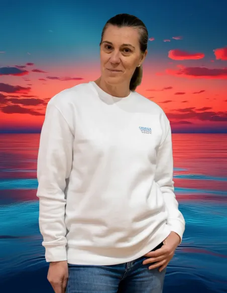 Sudadera Unisex Sello de Cedeira blanca (personalizable)