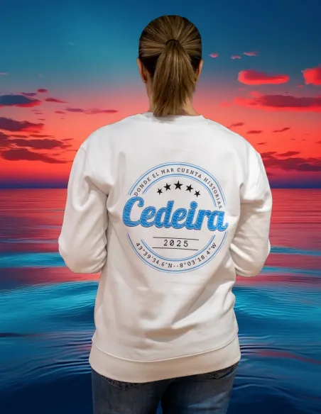 Sudadera Unisex Sello de Cedeira blanca (personalizable)
