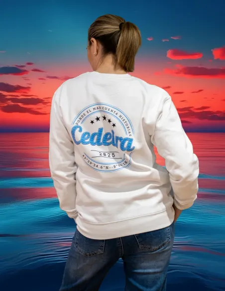 Sudadera Unisex Sello de Cedeira blanca (personalizable)