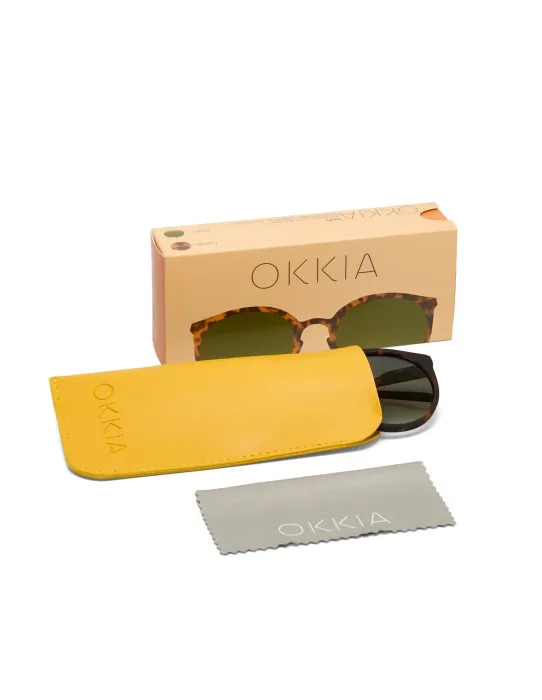 Gafas de Sol Okkia Berlino Classic Havana | Montura Cuadrada Soft Touch UV 400 | Maldita