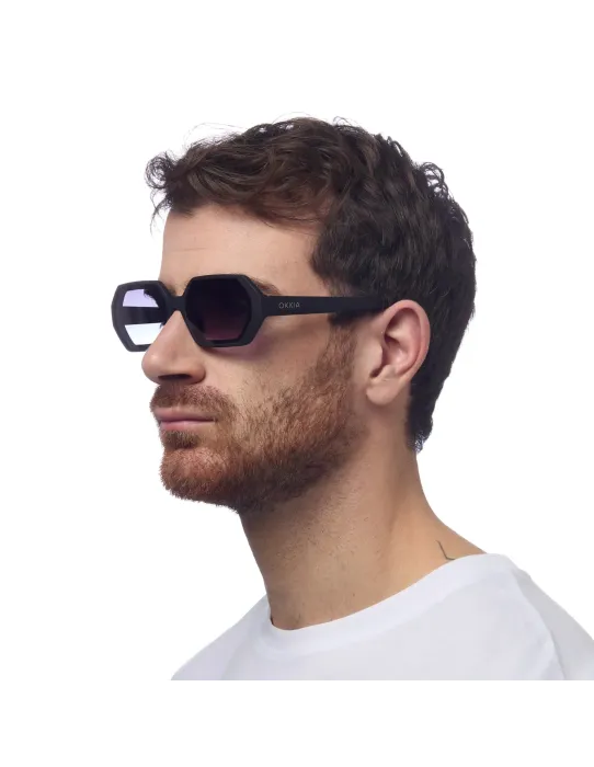 Gafas de Sol Okkia Andrea Negro | Montura Cuadrada Soft Touch UV 400 | Maldita