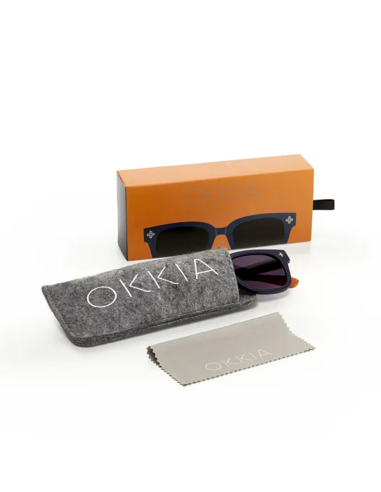 Gafas de Sol Okkia Giovanni Midnight | Montura Cuadrada Azul Soft Touch UV 400 | Maldita
