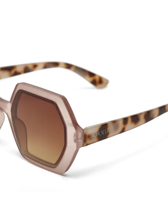 Gafas de Sol Okkia Emma Pink Havana | Montura Hexagonal Soft Touch UV 400 | Maldita
