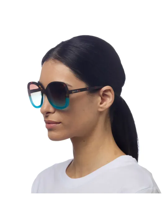 Gafas de Sol Okkia Anna Habana y Azul | Montura Redonda Soft Touch UV 400 | Maldita