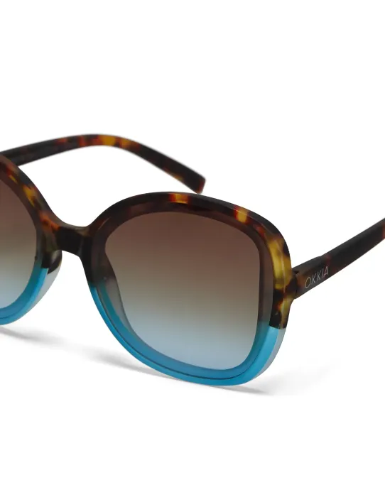 Gafas de Sol Okkia Anna Habana y Azul | Montura Redonda Soft Touch UV 400 | Maldita