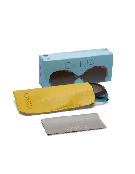 Gafas de Sol Okkia Anna Habana y Azul | Montura Redonda Soft Touch UV 400 | Maldita