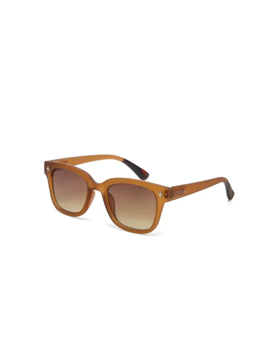 Gafas de Sol Okkia Giovanni Brown | Montura Cuadrada Marrón Soft Touch UV 400 | Maldita