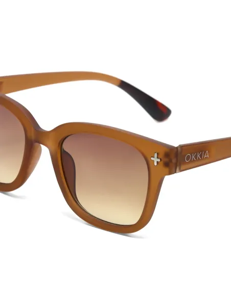 Gafas de Sol Okkia Giovanni Brown | Montura Cuadrada Marrón Soft Touch UV 400 | Maldita