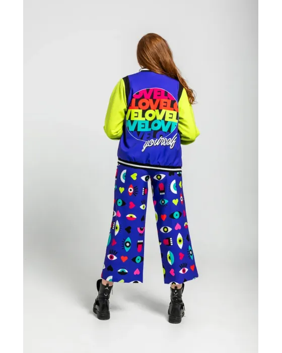 Bomber Reversible Ojos Corazones y Bocas · Lolina Love Yourself