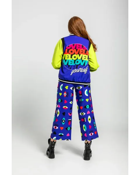 Bomber Reversible Ojos Corazones y Bocas · Lolina Love Yourself