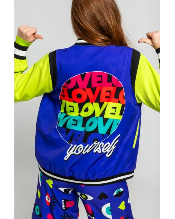 Bomber Reversible Ojos Corazones y Bocas · Lolina Love Yourself