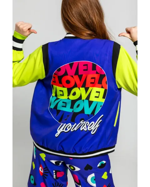 Bomber Reversible Ojos Corazones y Bocas · Lolina Love Yourself