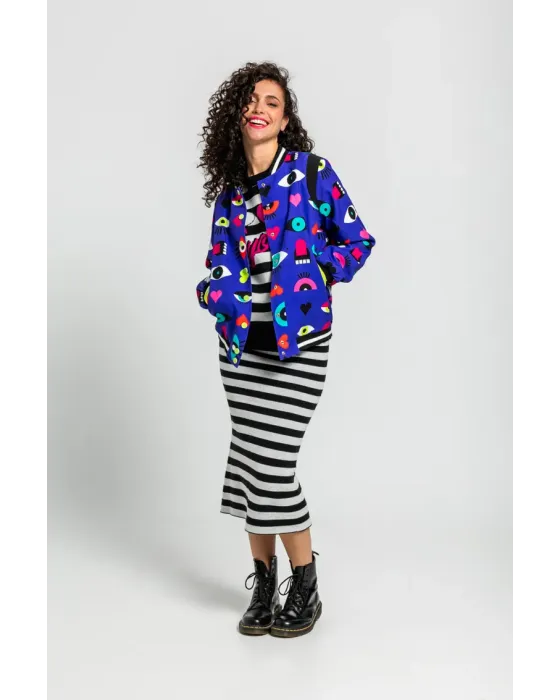 Bomber Reversible Ojos Corazones y Bocas · Lolina Love Yourself