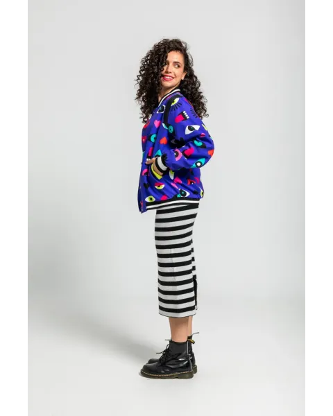 Bomber Reversible Ojos Corazones y Bocas · Lolina Love Yourself