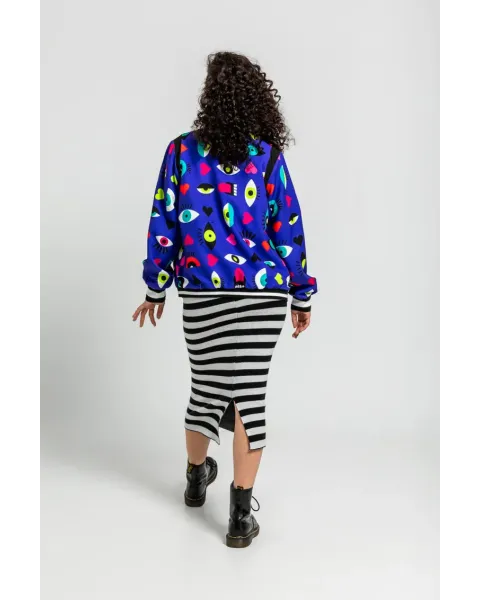 Bomber Reversible Ojos Corazones y Bocas · Lolina Love Yourself