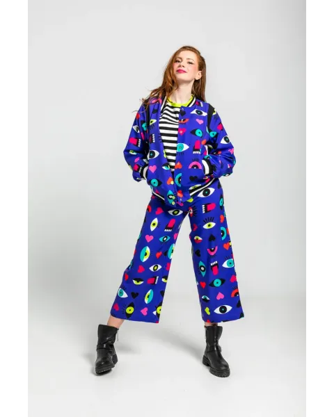 Bomber Reversible Ojos Corazones y Bocas · Lolina Love Yourself