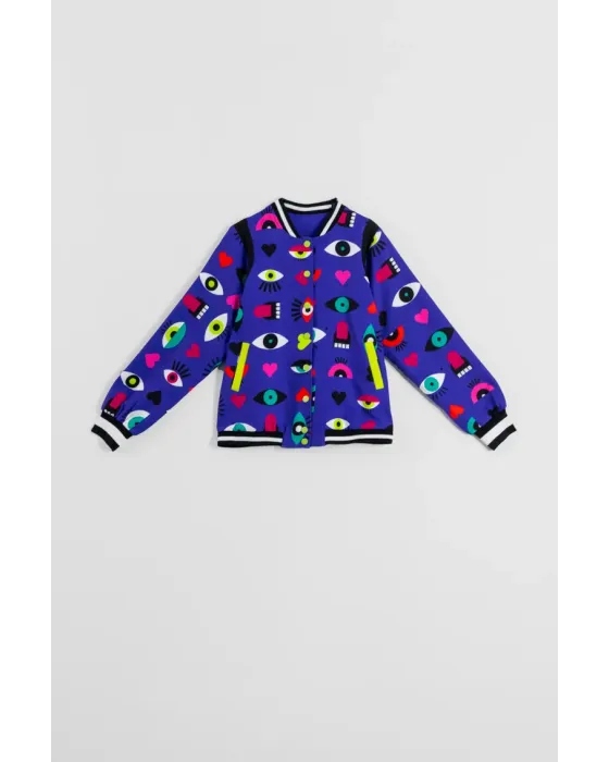 Bomber Reversible Ojos Corazones y Bocas · Lolina Love Yourself