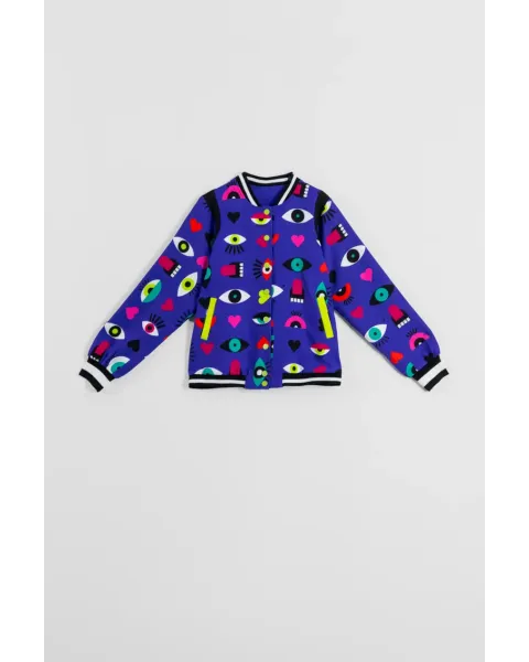 Bomber Reversible Ojos Corazones y Bocas · Lolina Love Yourself
