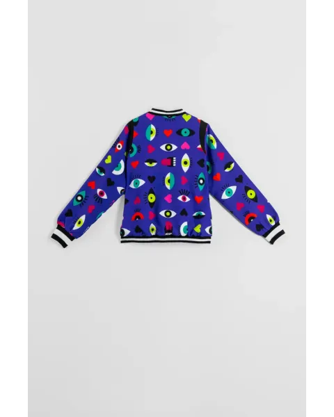 Bomber Reversible Ojos Corazones y Bocas · Lolina Love Yourself