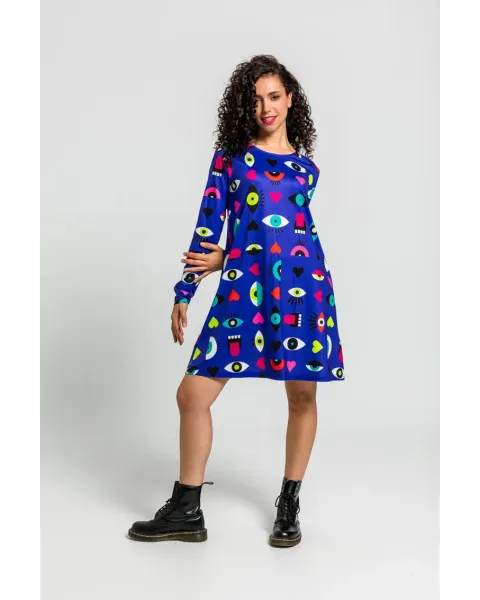 Vestido Corte A Ojos Corazones y Bocas · Lolina Love Yourself