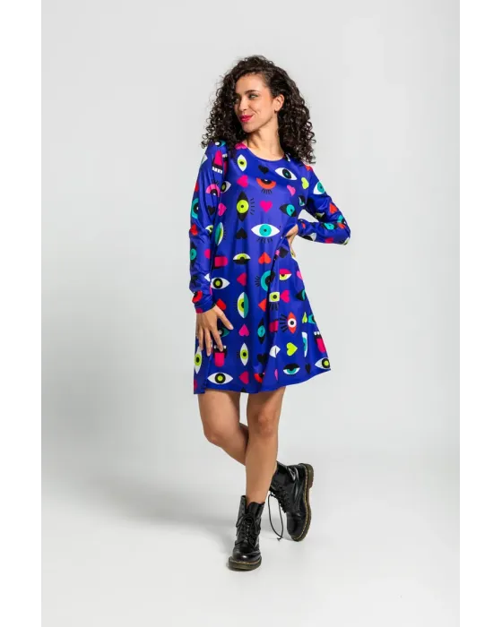 Vestido Corte A Ojos Corazones y Bocas · Lolina Love Yourself