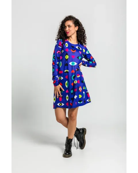 Vestido Corte A Ojos Corazones y Bocas · Lolina Love Yourself