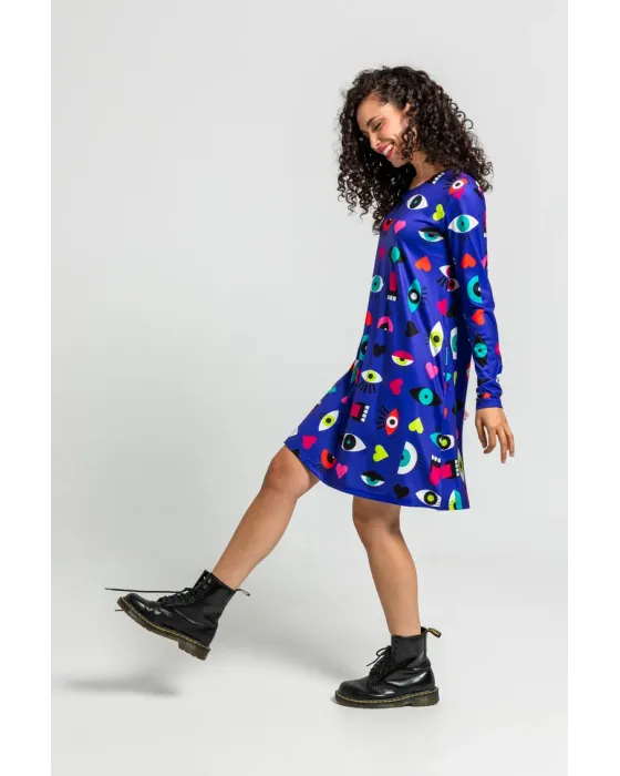 Vestido Corte A Ojos Corazones y Bocas · Lolina Love Yourself