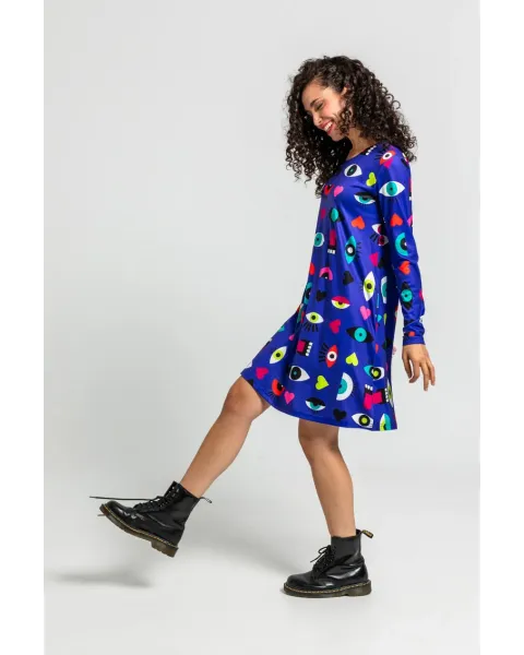 Vestido Corte A Ojos Corazones y Bocas · Lolina Love Yourself