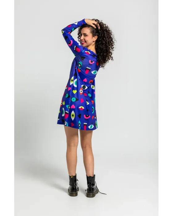 Vestido Corte A Ojos Corazones y Bocas · Lolina Love Yourself