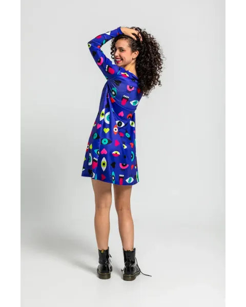 Vestido Corte A Ojos Corazones y Bocas · Lolina Love Yourself