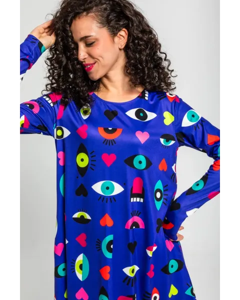 Vestido Corte A Ojos Corazones y Bocas · Lolina Love Yourself