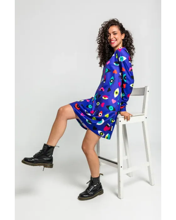 Vestido Corte A Ojos Corazones y Bocas · Lolina Love Yourself