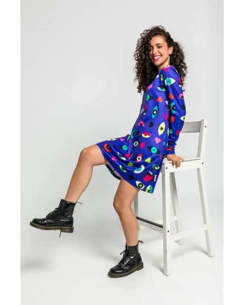 Vestido Corte A Ojos Corazones y Bocas · Lolina Love Yourself
