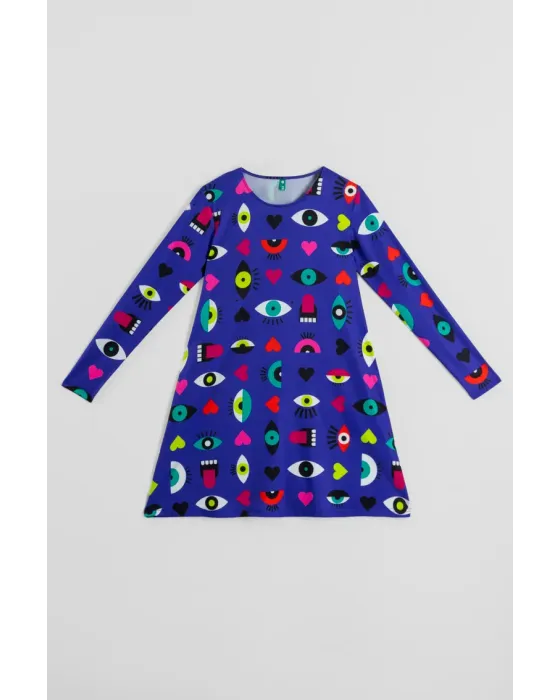 Vestido Corte A Ojos Corazones y Bocas · Lolina Love Yourself