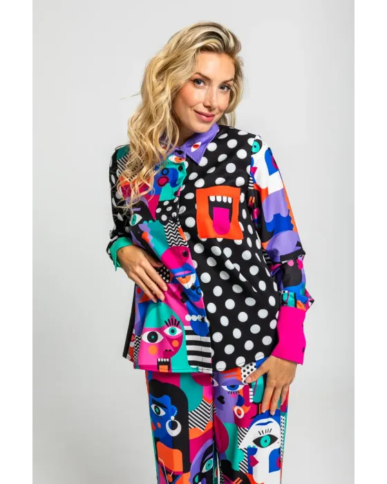 Camisa Combinada Caras Picasso · Lolina ImPERFECTA
