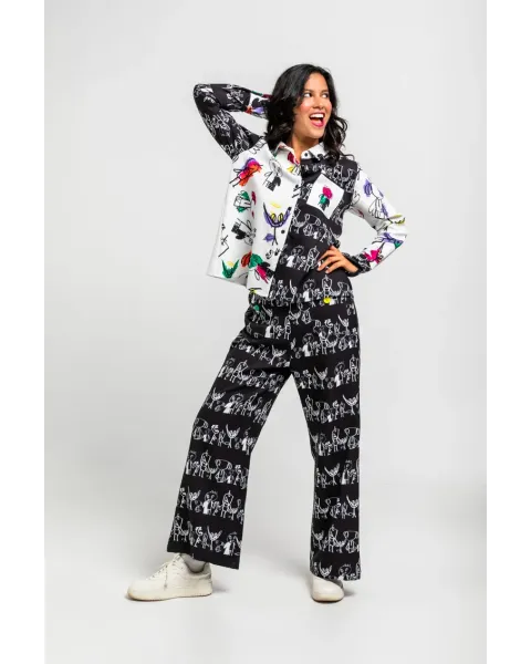Pantalón Culotte Garabatos Monocromático · Lolina Imagine