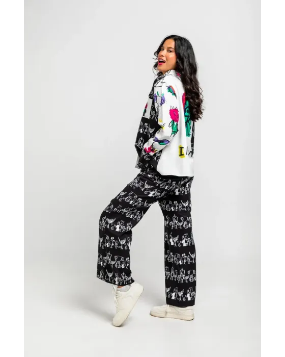 Pantalón Culotte Garabatos Monocromático · Lolina Imagine