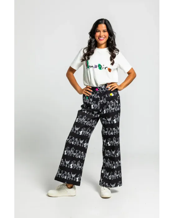 Pantalón Culotte Garabatos Monocromático · Lolina Imagine
