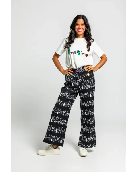 Pantalón Culotte Garabatos Monocromático · Lolina Imagine