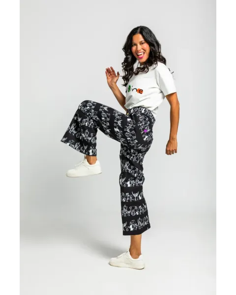 Pantalón Culotte Garabatos Monocromático · Lolina Imagine