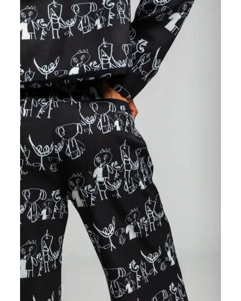 Pantalón Culotte Garabatos Monocromático · Lolina Imagine