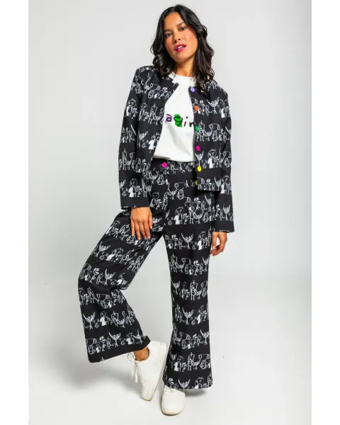 Pantalón Culotte Garabatos Monocromático · Lolina Imagine