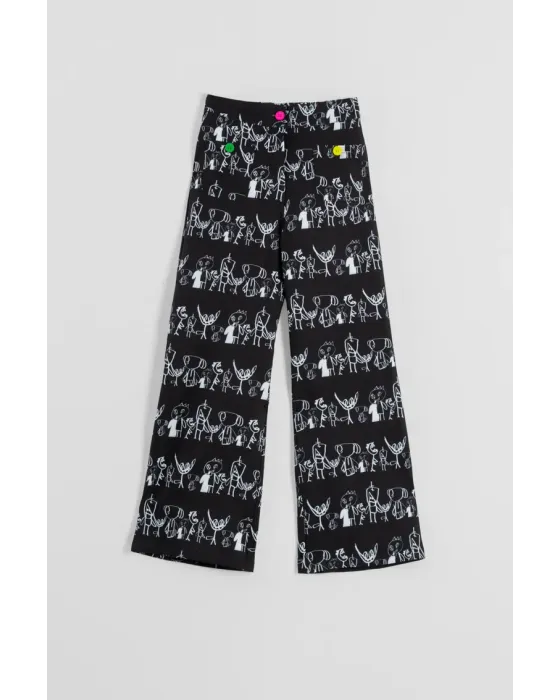 Pantalón Culotte Garabatos Monocromático · Lolina Imagine