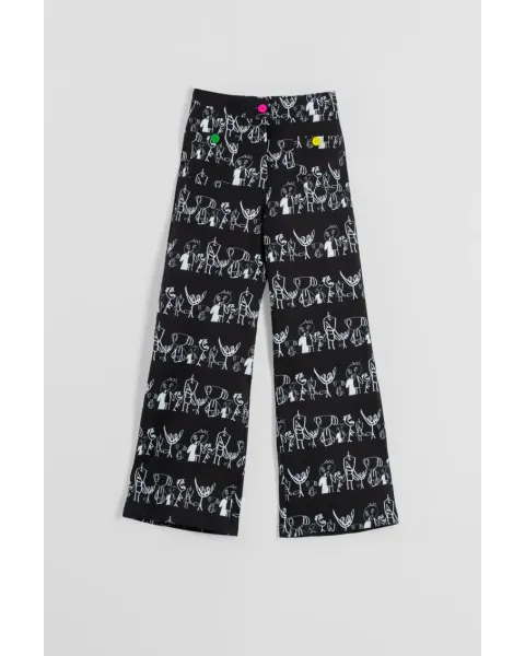 Pantalón Culotte Garabatos Monocromático · Lolina Imagine